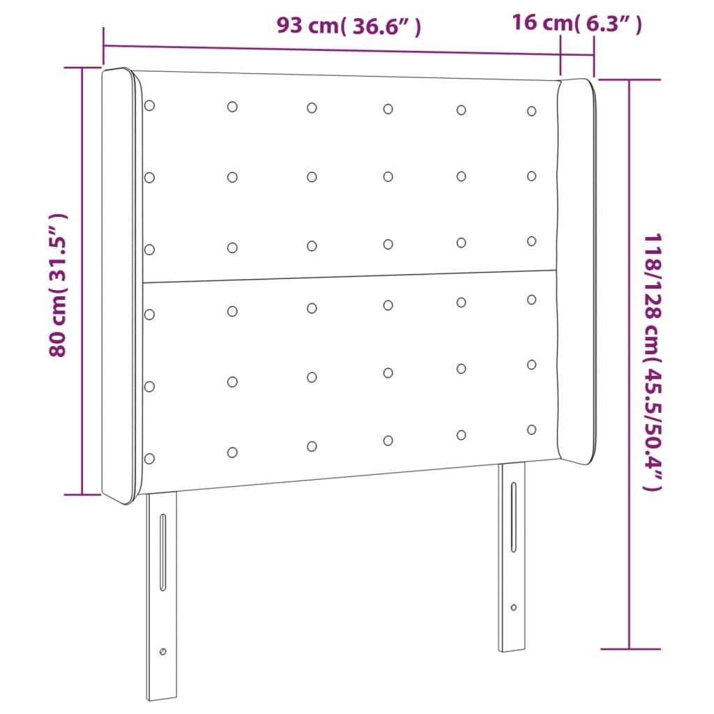 vidaXL Kopfteil mit Ohren Rosa 93x16x118/128 cm Samt