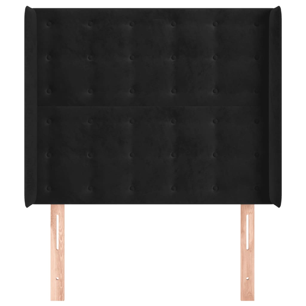vidaXL Kopfteil mit Ohren Schwarz 103x16x118/128 cm Samt