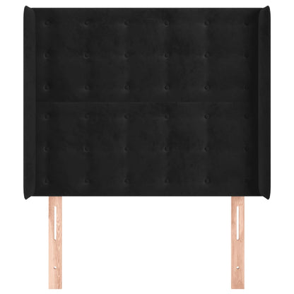 vidaXL Kopfteil mit Ohren Schwarz 103x16x118/128 cm Samt