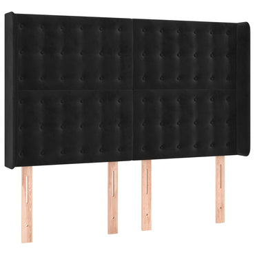 vidaXL Kopfteil mit Ohren Schwarz 147x16x118/128 cm Samt