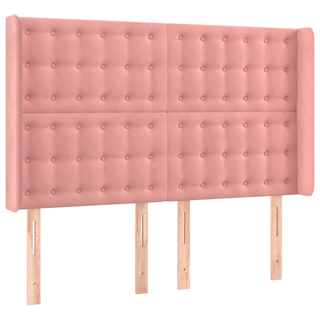 vidaXL Kopfteil mit Ohren Rosa 147x16x118/128 cm Samt