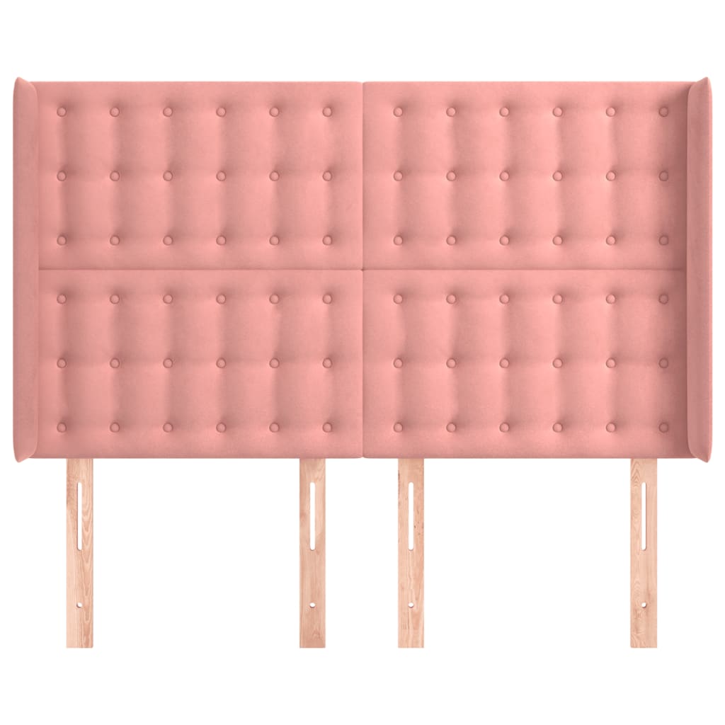 vidaXL Kopfteil mit Ohren Rosa 147x16x118/128 cm Samt