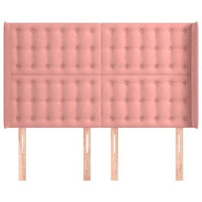 vidaXL Kopfteil mit Ohren Rosa 147x16x118/128 cm Samt
