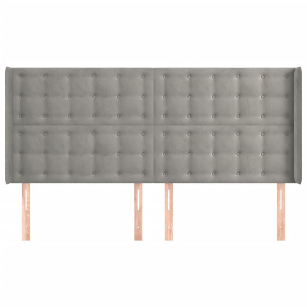 vidaXL Kopfteil mit Ohren Hellgrau 163x16x118/128 cm Samt