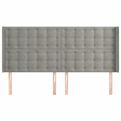 vidaXL Kopfteil mit Ohren Hellgrau 163x16x118/128 cm Samt