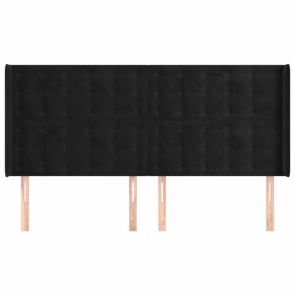 vidaXL Kopfteil mit Ohren Schwarz 163x16x118/128 cm Samt