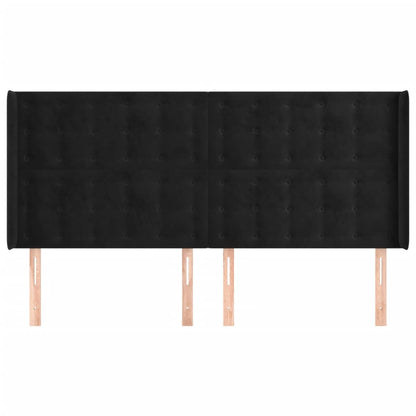 vidaXL Kopfteil mit Ohren Schwarz 163x16x118/128 cm Samt