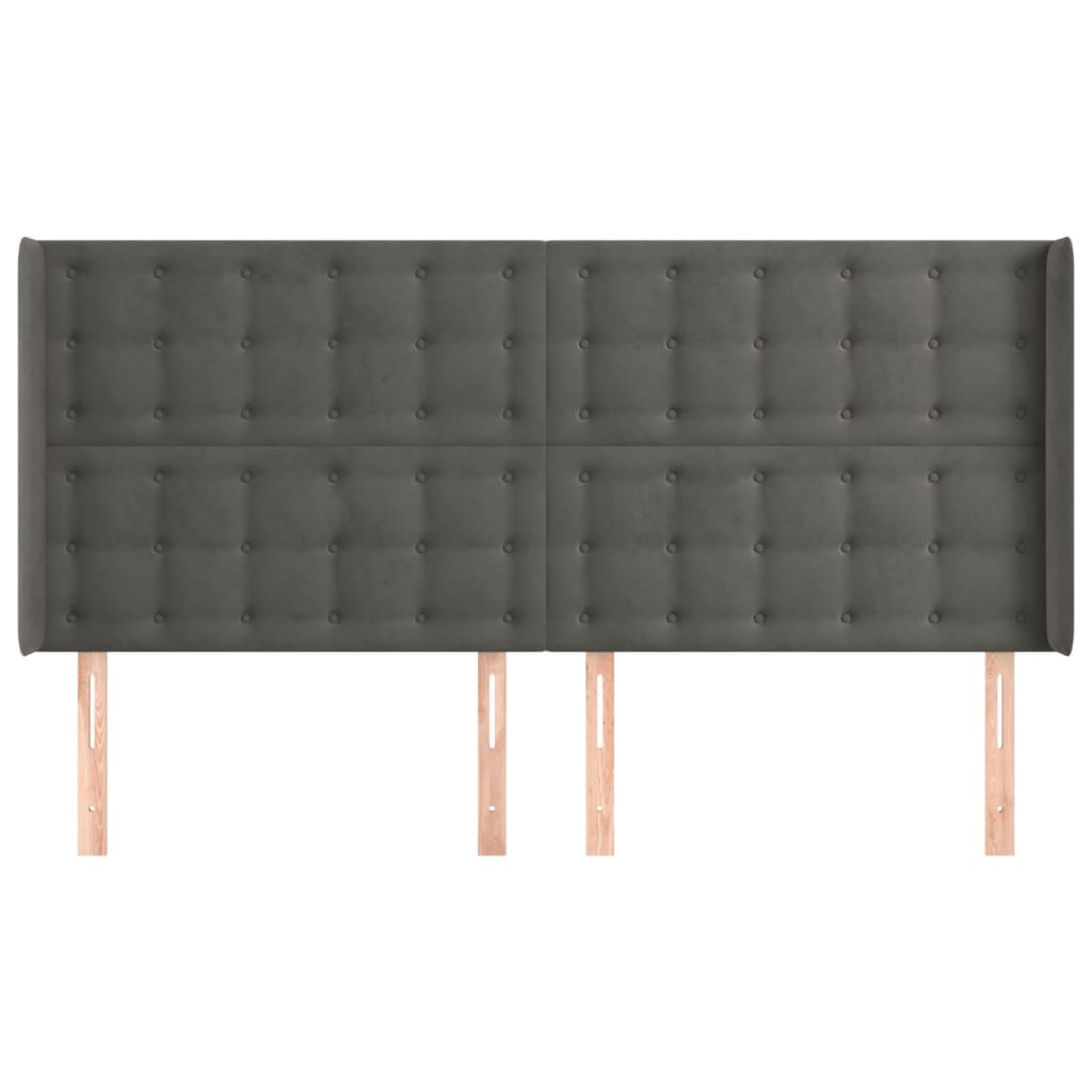 vidaXL Kopfteil mit Ohren Dunkelgrau 183x16x118/128 cm Samt
