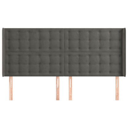vidaXL Kopfteil mit Ohren Dunkelgrau 183x16x118/128 cm Samt