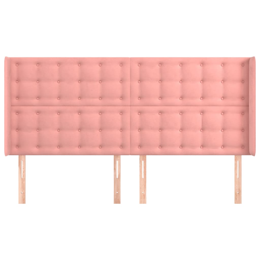 vidaXL Kopfteil mit Ohren Rosa 183x16x118/128 cm Samt