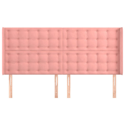 vidaXL Kopfteil mit Ohren Rosa 183x16x118/128 cm Samt