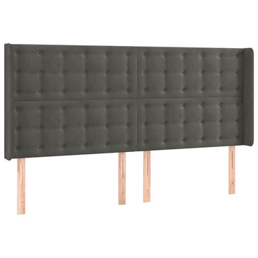 vidaXL Kopfteil mit Ohren Dunkelgrau 203x16x118/128 cm Samt