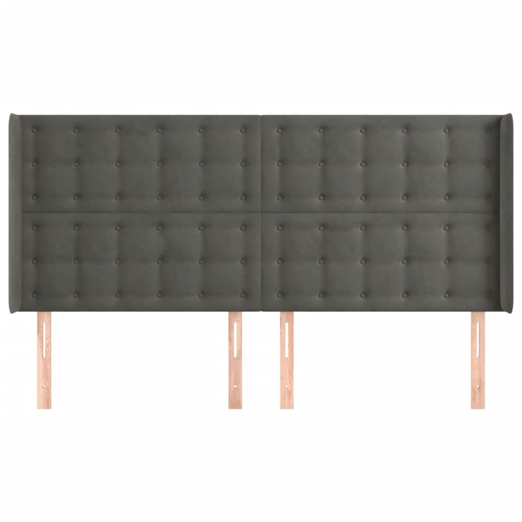 vidaXL Kopfteil mit Ohren Dunkelgrau 203x16x118/128 cm Samt