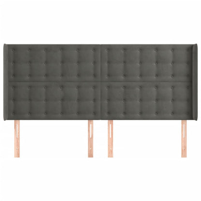 vidaXL Kopfteil mit Ohren Dunkelgrau 203x16x118/128 cm Samt