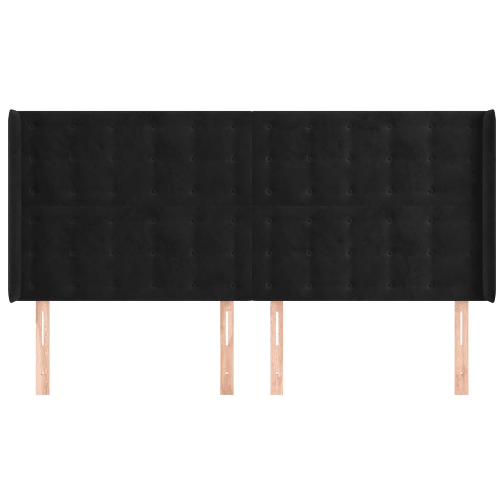 vidaXL Kopfteil mit Ohren Schwarz 203x16x118/128 cm Samt