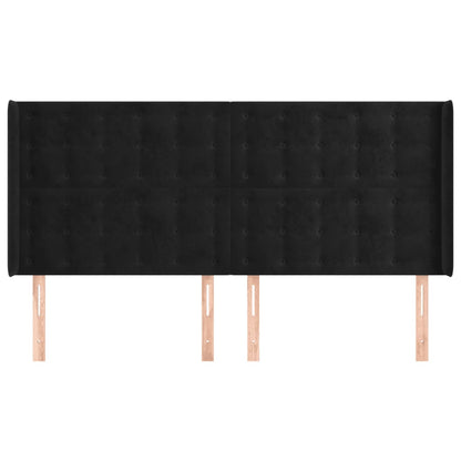 vidaXL Kopfteil mit Ohren Schwarz 203x16x118/128 cm Samt