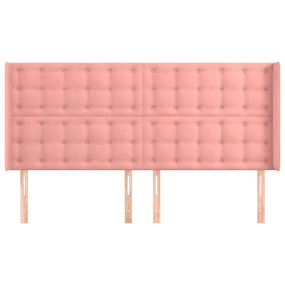 vidaXL Kopfteil mit Ohren Rosa 203x16x118/128 cm Samt