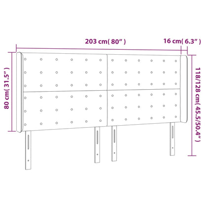 vidaXL Kopfteil mit Ohren Rosa 203x16x118/128 cm Samt