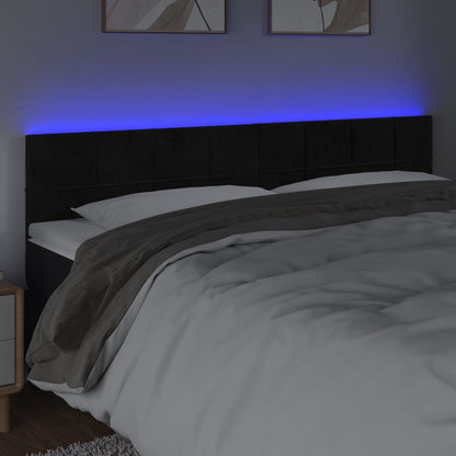 vidaXL Tête de lit à LED Velours Noir 200x5x78/88 cm