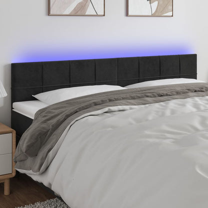 vidaXL Tête de lit à LED Velours Noir 200x5x78/88 cm