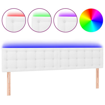 vidaXL LED Kopfteil Weiß 160x5x78/88 cm Kunstleder