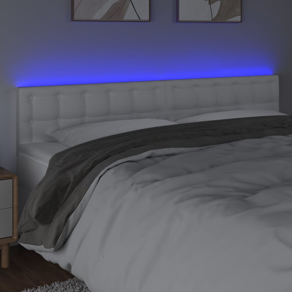 vidaXL LED Kopfteil Weiß 160x5x78/88 cm Kunstleder