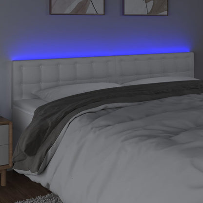 vidaXL LED Kopfteil Weiß 160x5x78/88 cm Kunstleder