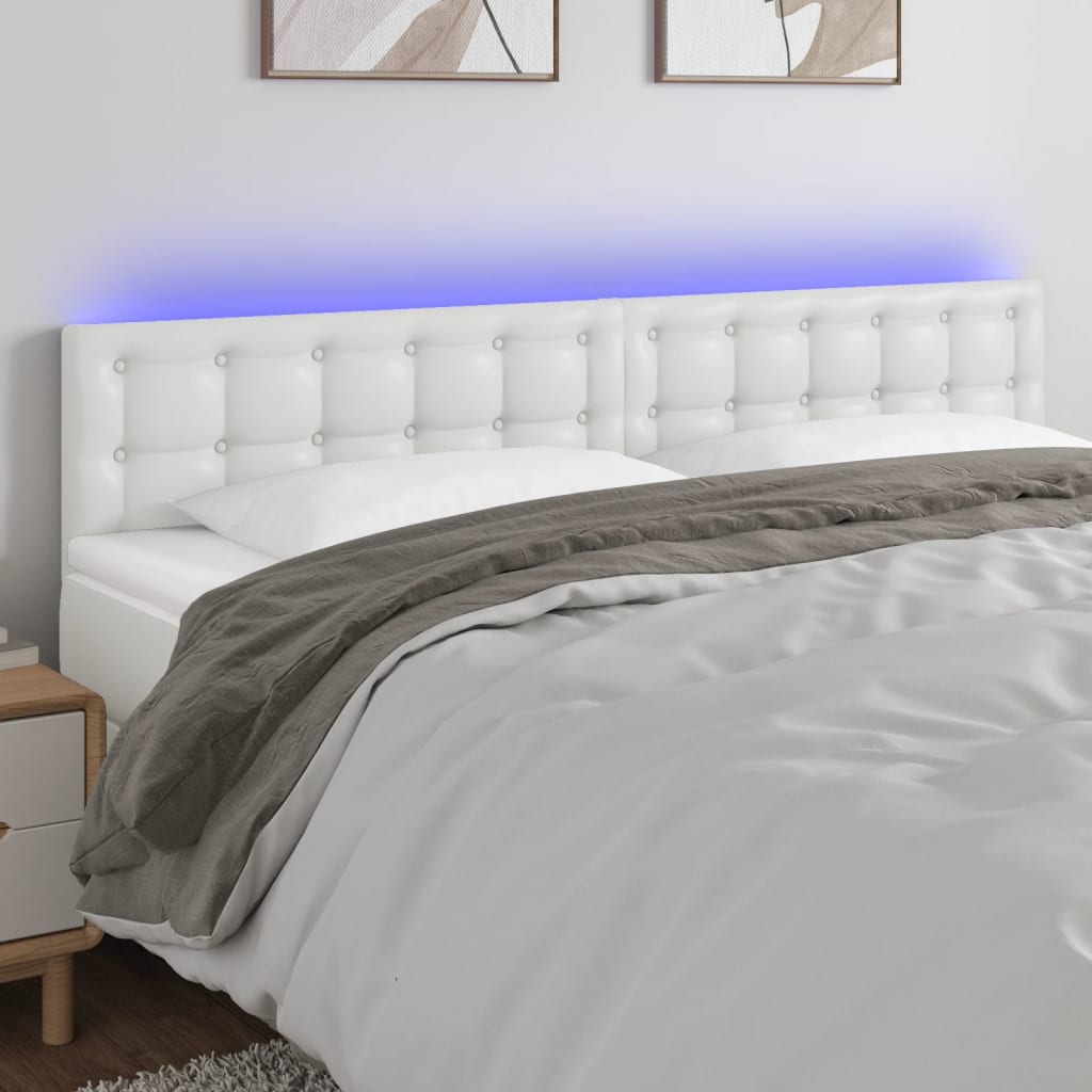 vidaXL LED Kopfteil Weiß 160x5x78/88 cm Kunstleder