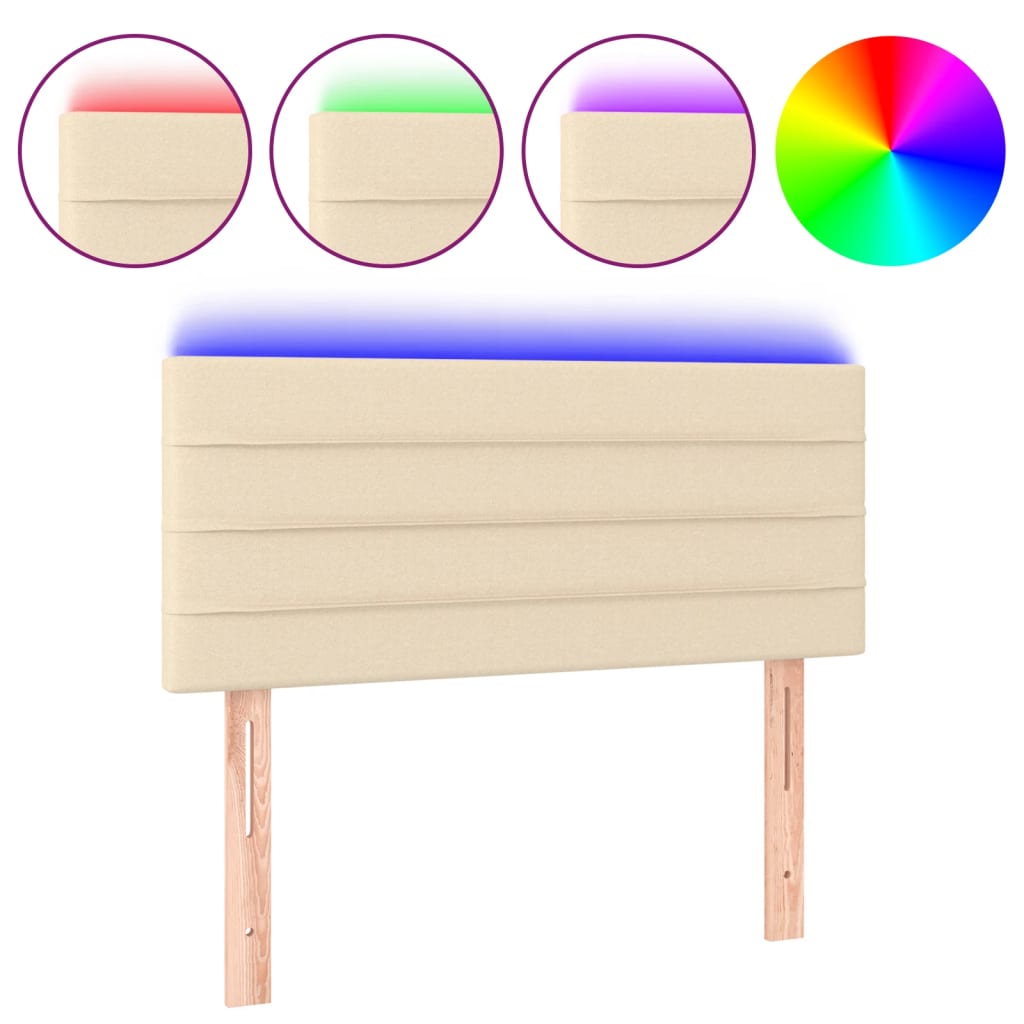 vidaXL Tête de lit à LED crème 90x5x78/88 cm tissu