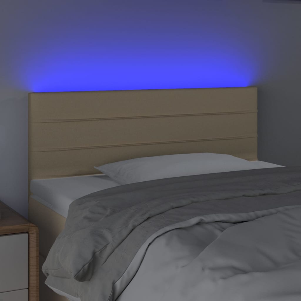 vidaXL Tête de lit à LED crème 90x5x78/88 cm tissu