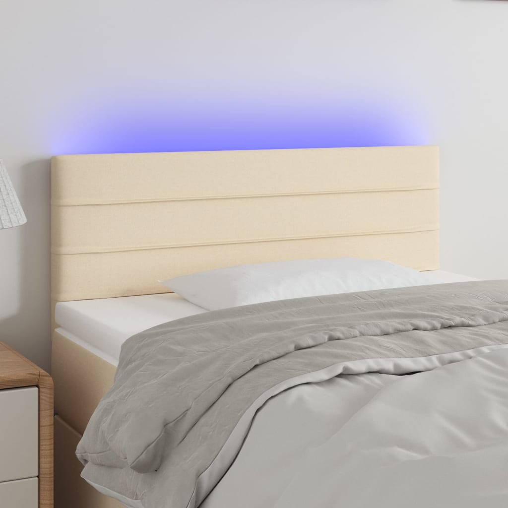 vidaXL Tête de lit à LED crème 90x5x78/88 cm tissu