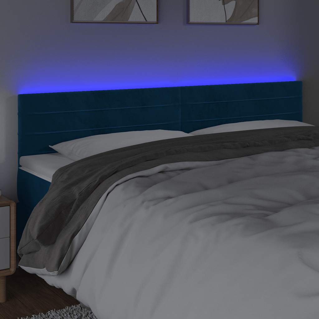 vidaXL LED Kopfteil Dunkelblau 180x5x78/88 cm Samt