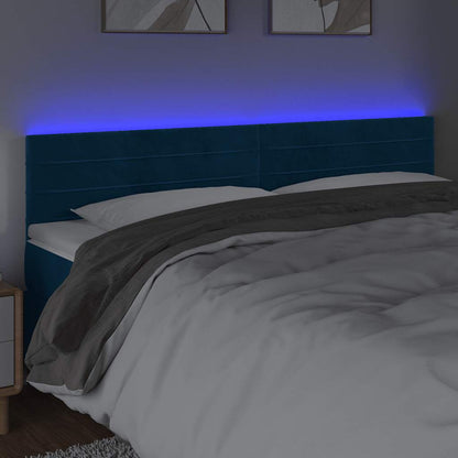 vidaXL LED Kopfteil Dunkelblau 180x5x78/88 cm Samt