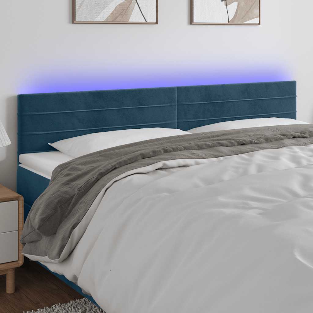 vidaXL LED Kopfteil Dunkelblau 180x5x78/88 cm Samt