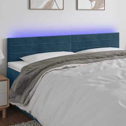 vidaXL LED Kopfteil Dunkelblau 180x5x78/88 cm Samt