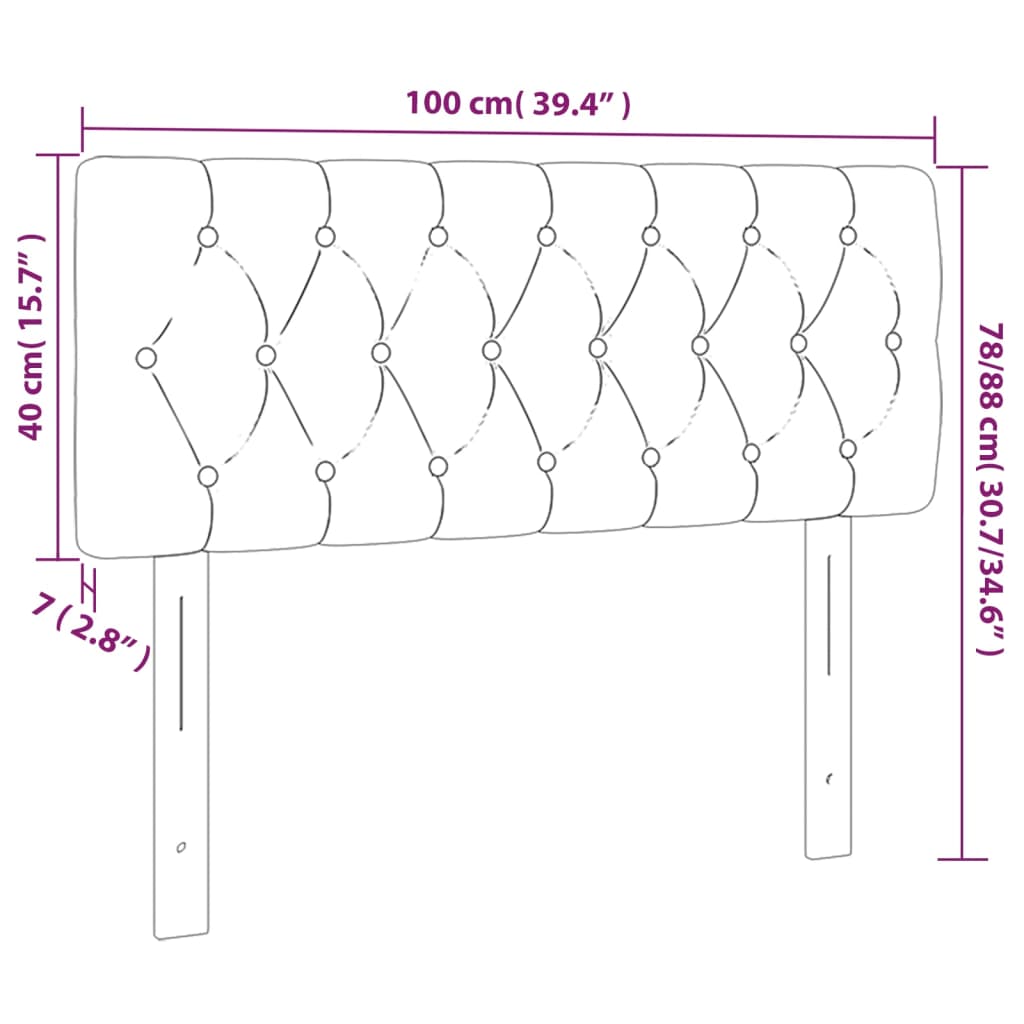 vidaXL LED Kopfteil Dunkelgrau 100x7x78/88 cm Samt