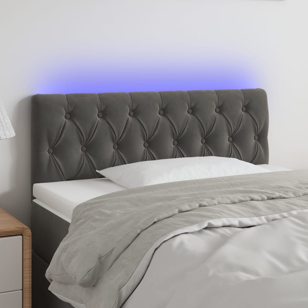 vidaXL LED Kopfteil Dunkelgrau 100x7x78/88 cm Samt