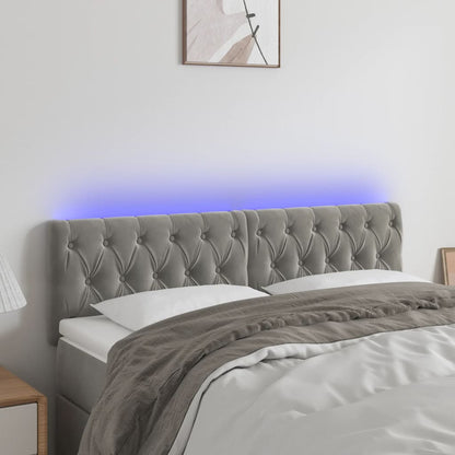 vidaXL LED Kopfteil Hellgrau 144x7x78/88 cm Samt