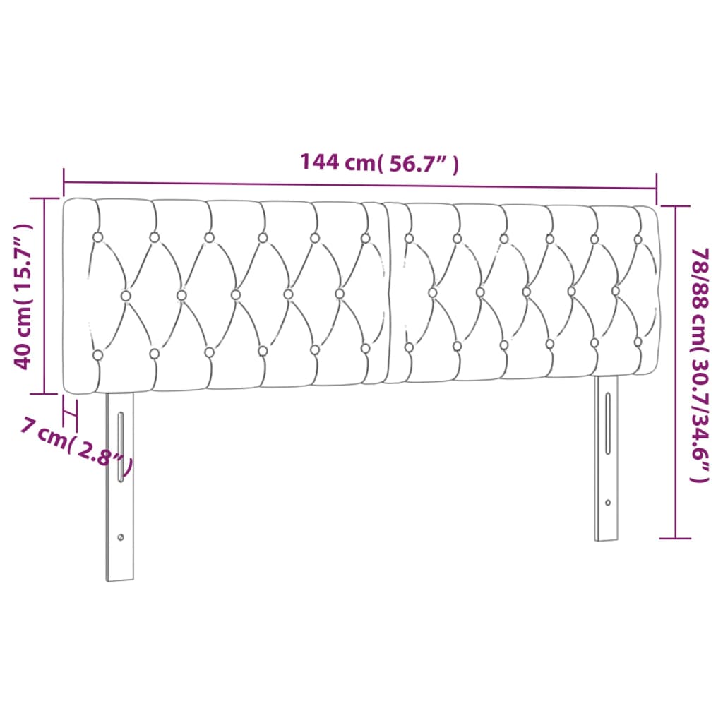 vidaXL LED Kopfteil Dunkelgrau 144x7x78/88 cm Samt