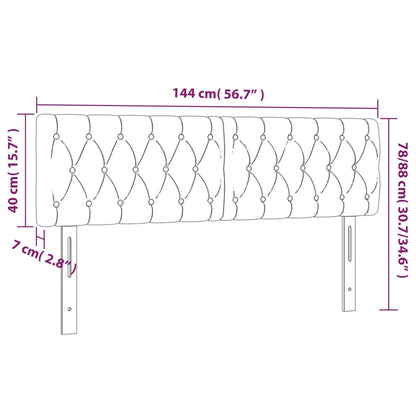 vidaXL LED Kopfteil Dunkelgrau 144x7x78/88 cm Samt
