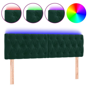 vidaXL LED Kopfteil Dunkelgrün 144x7x78/88 cm Samt