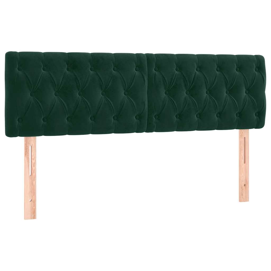 vidaXL LED Kopfteil Dunkelgrün 144x7x78/88 cm Samt