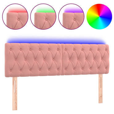 vidaXL LED Kopfteil Rosa 144x7x78/88 cm Samt