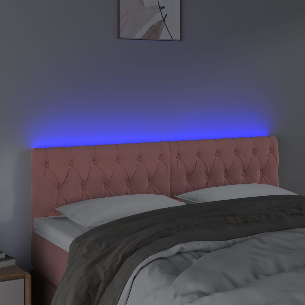 vidaXL LED Kopfteil Rosa 144x7x78/88 cm Samt