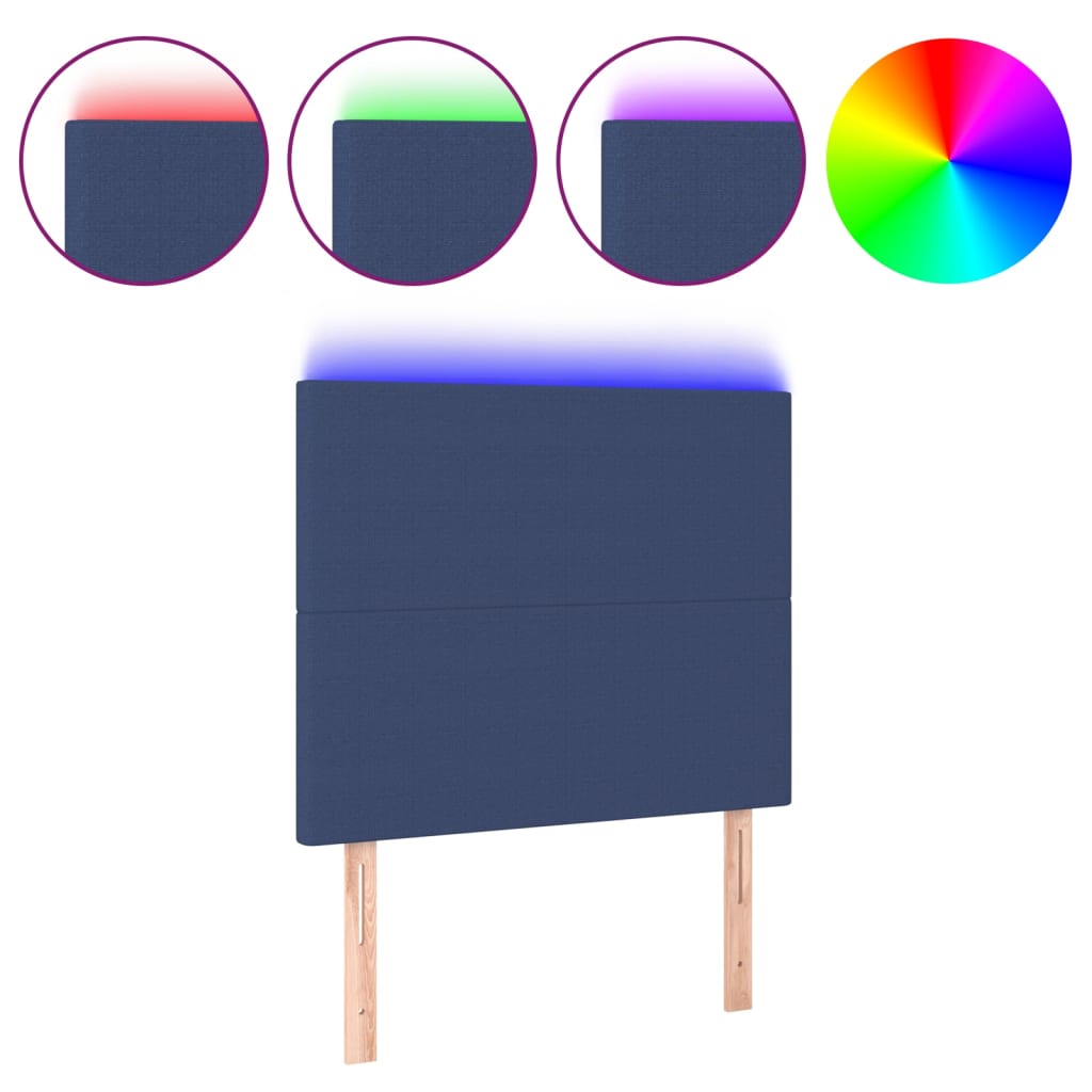 vidaXL LED Kopfteil Blau 90x5x118/128 cm Stoff