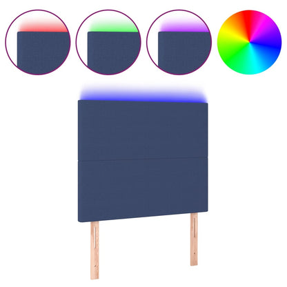 vidaXL LED Kopfteil Blau 90x5x118/128 cm Stoff