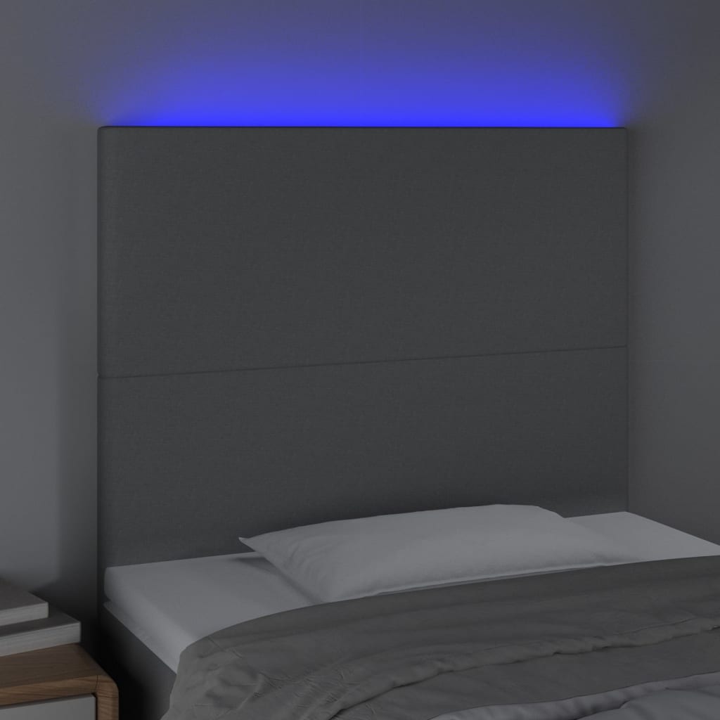 vidaXL LED Kopfteil Hellgrau 100x5x118/128 cm Stoff