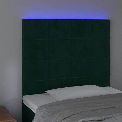 vidaXL LED Kopfteil Dunkelgrün 90x5x118/128 cm Samt