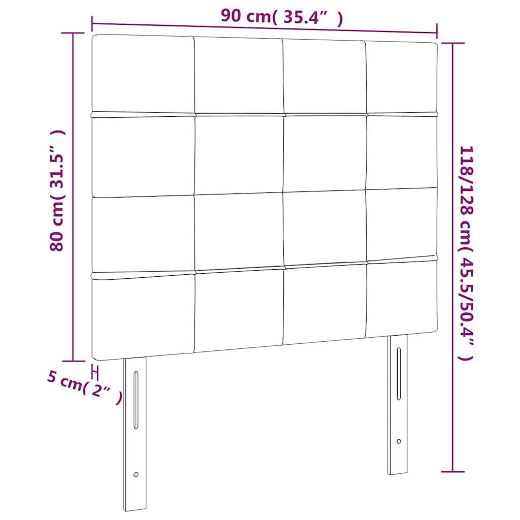 vidaXL LED Kopfteil Dunkelgrün 90x5x118/128 cm Samt