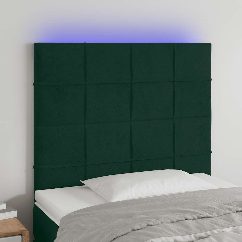 vidaXL LED Kopfteil Dunkelgrün 90x5x118/128 cm Samt